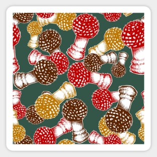 Fall Amanitas on Dark Teal Sticker